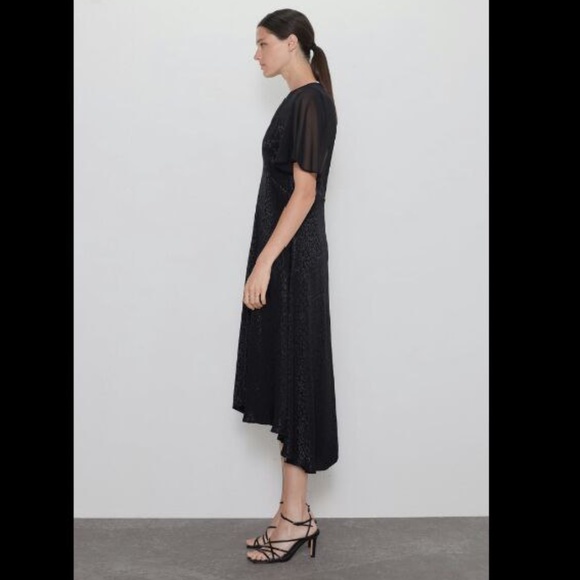 Zara Black Dress Asymmetric Dress NWT - Picture 3 of 8